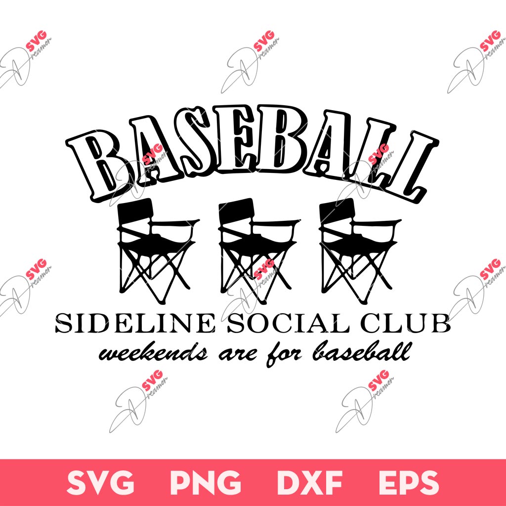 Baseball Sideline Social Club SVG PNG, Baseball Mom Social Club SVG PNG DXF EPS