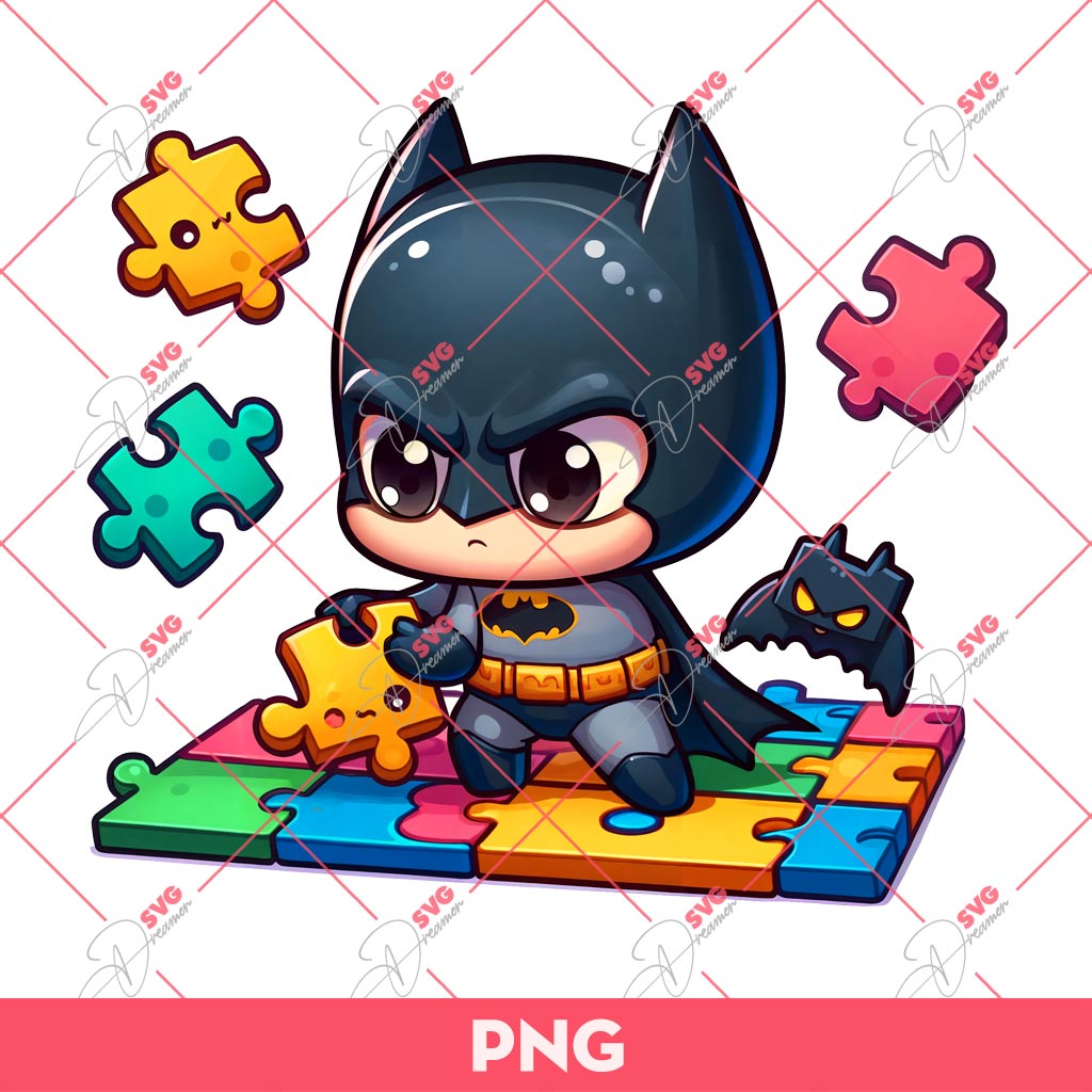 Batman And Puzzle Game PNG, Autism Superhero Batman PNG, Autism Awareness PNG