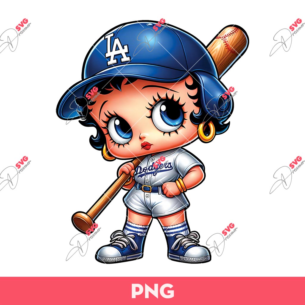 Betty Boop LA Dodgers Baseball PNG, Betty Los Angeles Dodgers PNG, Betty Baseball PNG