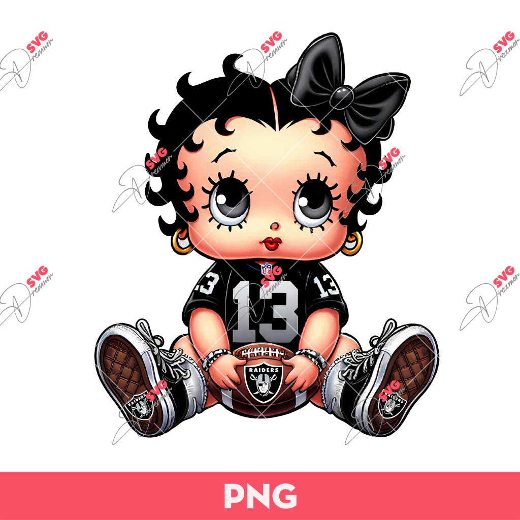 Betty Boop Raiders PNG, Cute Baby Betty Las Vegas Raiders PNG, Betty Football Fan Raiders PNG