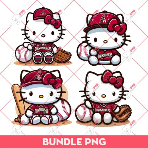 Bundle Hello Kitty Arizona Diamondbacks Baseball PNG, Kitty Diamondbacks PNG, Kitty Baseball PNG