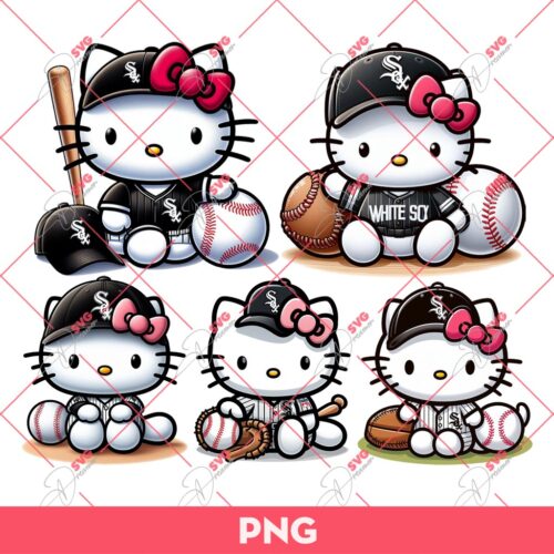Bundle Hello Kitty Chicago White Sox Baseball PNG, Kitty Chicago White Sox PNG