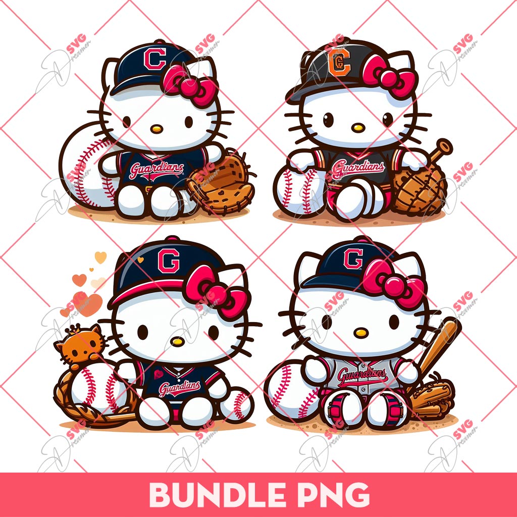 Bundle Hello Kitty Cleveland Guardians Baseball PNG, Kitty Baseball PNG, Kitty Cleveland Guardians PNG