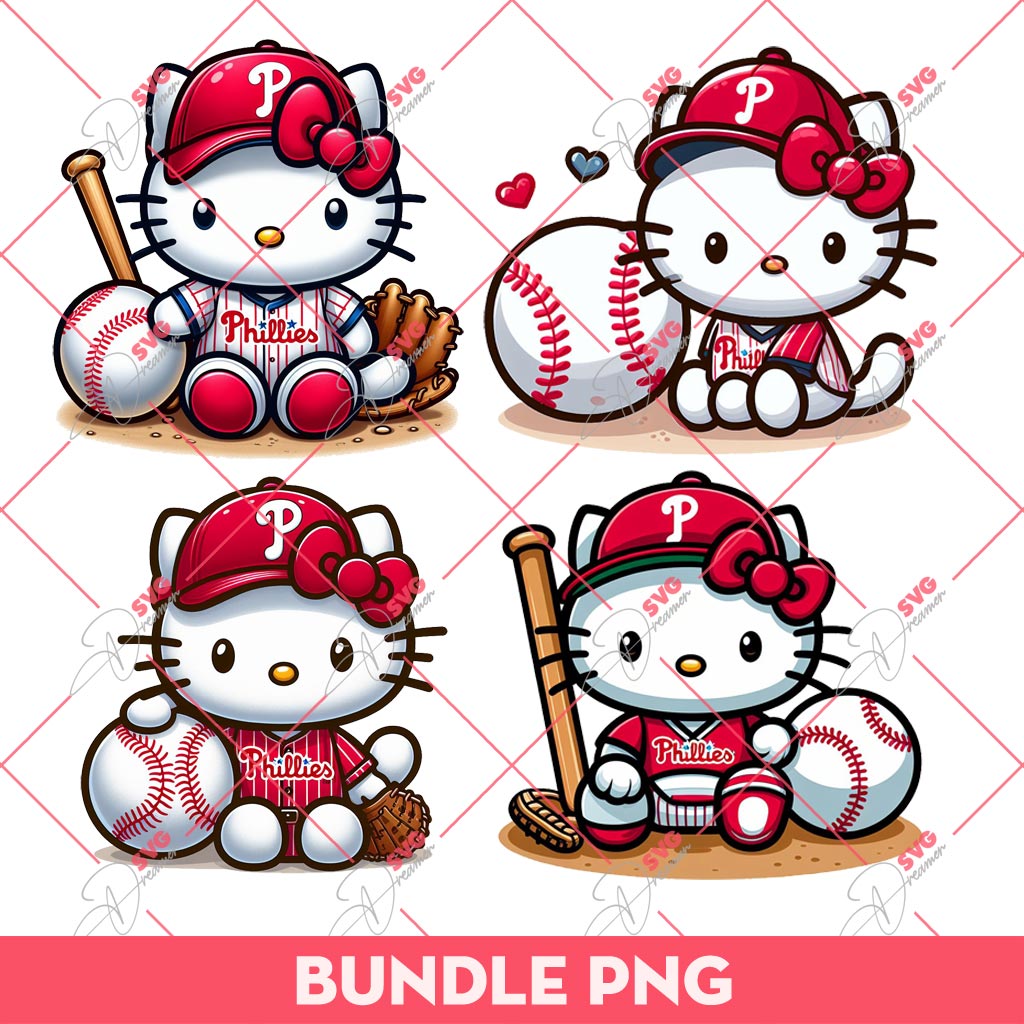 Bundle Hello Kitty Philadelphia Phillies Baseball PNG, Kitty Philadelphia Phillies PNG, Kitty Baseball PNG