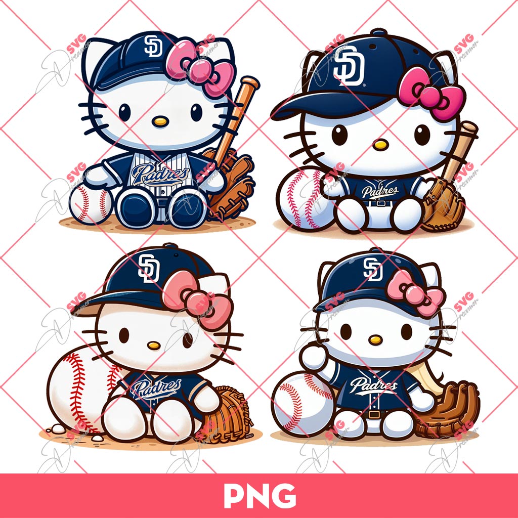 Bundle Hello Kitty San Diego Padres Baseball PNG, Kitty San Diego Padres PNG, Kitty Baseball PNG