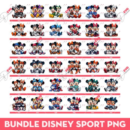 Bundle Mickey Minnie Sport Baseball Football Basketball PNG, Disney Mickey Minnie Sport Fans PNG (Over 30 Designs)