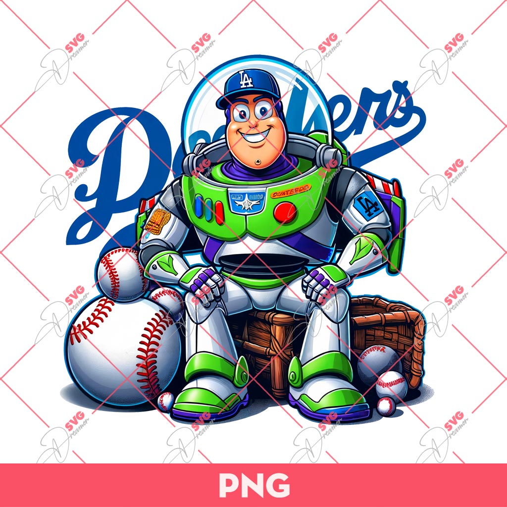 Buzz Lightyear Los Angeles Dodgers Baseball PNG, Buzz Lightyear Dodgers PNG