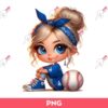 Cartoon Girl Baseball Fan Los Angeles Dodgers PNG, Cute Little Girl Baseball PNG