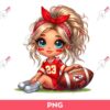 Cartoon Girl Chiefs Football PNG, Cute Cartoon Girl Kansas City Chiefs NFL PNG