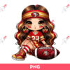 Cartoon Girl Fan San Francisco 49Ers Football PNG, 49Ers Fan Girl PNG, Cute Girl 49Ers PNG