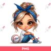 Cute Cartoon Girl LA Dodgers PNG, Cute Girl Messy Bun Blonde Hair Baseball Dodgers PNG