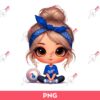 Cartoon Girl LA Dodgers Baseball PNG, Cute Girl Messy Bun Brown Eyes Baseball Dodgers PNG