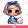 Cartoon Girl Short Hair Baseball Fan LA Dodgers PNG, Cute Little Girl Baseball PNG