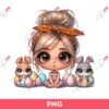 Cartoon Girl With Bunny Easter PNG, Happy Easter Girl PNG, Little Girl Bunny Easter PNG