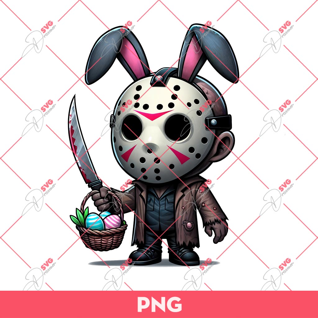 Chibi Jason Voorhees Easter PNG, Horror Characters Easter PNG, Jason Bunny Easter PNG