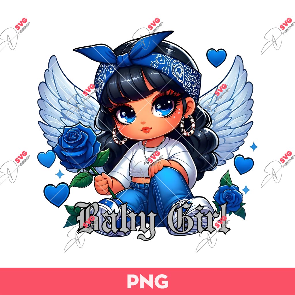 Chicana Baby Girl Angel PNG, Cute Angel Chicana Girl PNG
