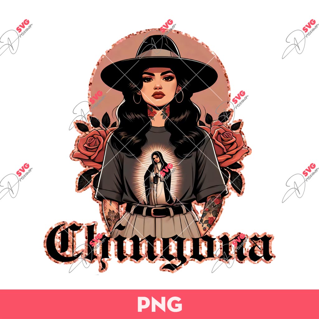 Chicana Chola Chingona PNG, Chicano Girl Rose PNG