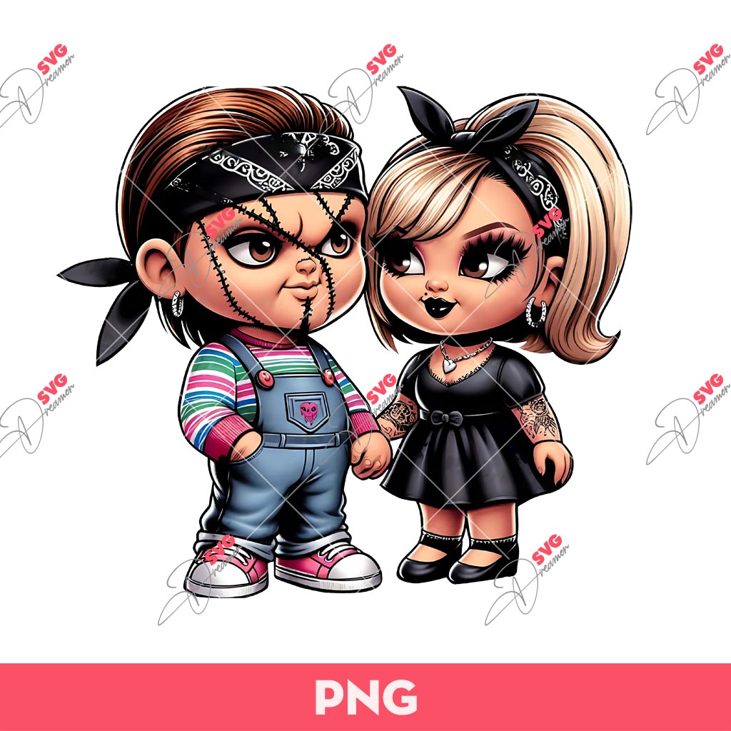 Chicano Chucky And Tiffany Horror Couple PNG, Horror Couple Movie PNG