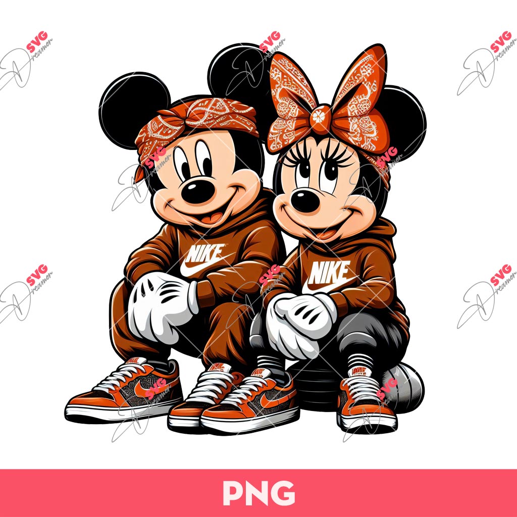 Chicano Mickey Minnie Mouse PNG Sublimation, Disney Mickey Minnie Nike Outfits PNG