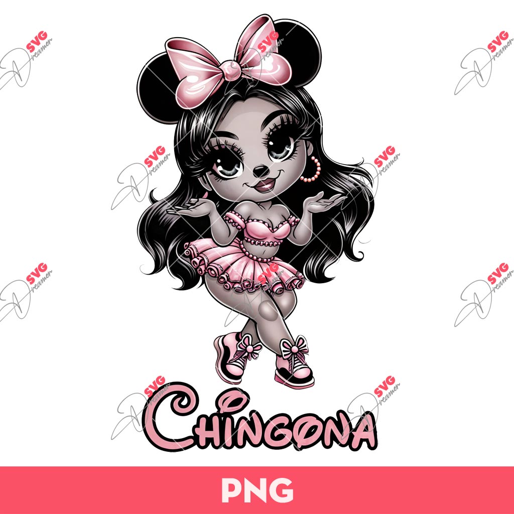 Chingona Minnie Mouse PNG, Chicana Disney Minnie Mouse Girl PNG