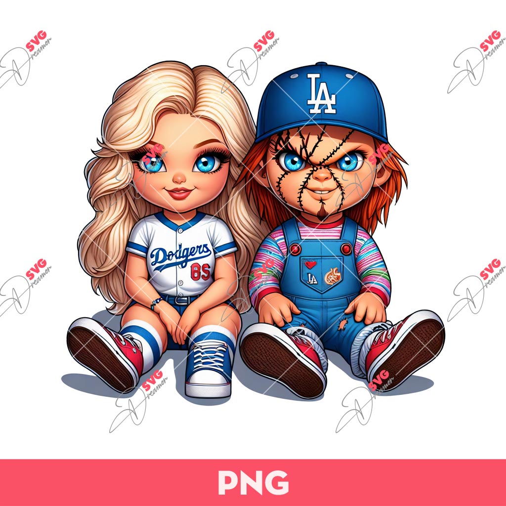 Chucky And Tiffany Los Angeles Dodgers Baseball PNG, Chucky Dodgers PNG, Chucky Baseball PNG