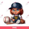 Chucky Baseball San Diego Padres PNG, Horror Chucky Baseball PNG, Chucky Padres PNG
