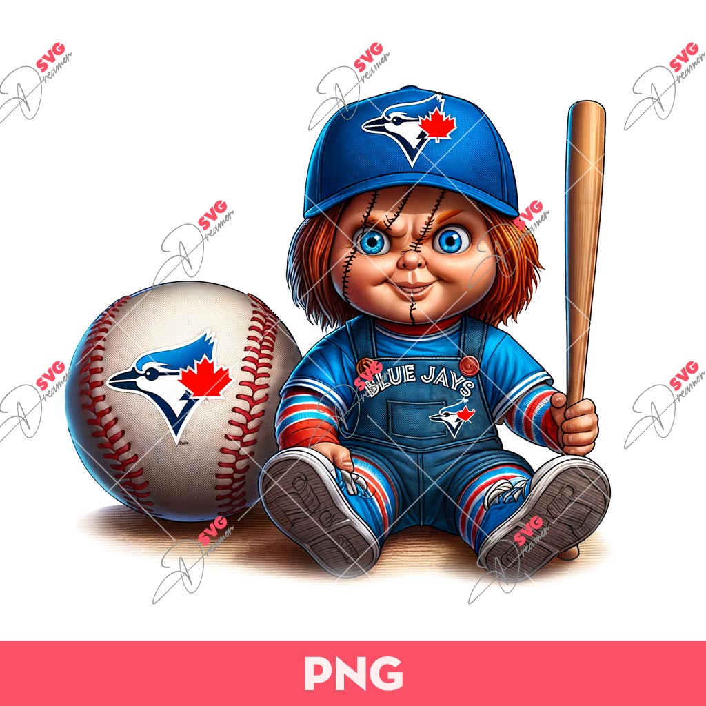 Chucky Baseball Toronto Blue Jays PNG, Chucky Toronto Blue Jays PNG, Chucky Baseball PNG Sublimation