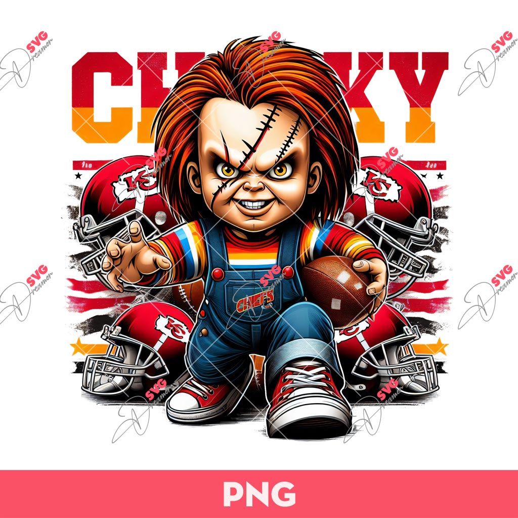 Chucky Kansas City Chiefs PNG, Horror Chucky Fan Chiefs Football PNG, KC Chiefs PNG
