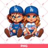 Chucky LA Dodgers PNG, Horror Couple LA Dodgers Baseball PNG, Chucky Baseball PNG
