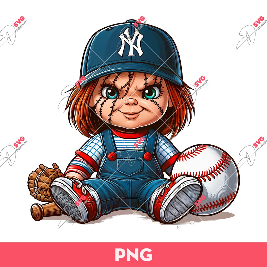 Chucky New York Yankees PNG, Chucky Baseball PNG, Chucky NY Yanks Baseball PNG