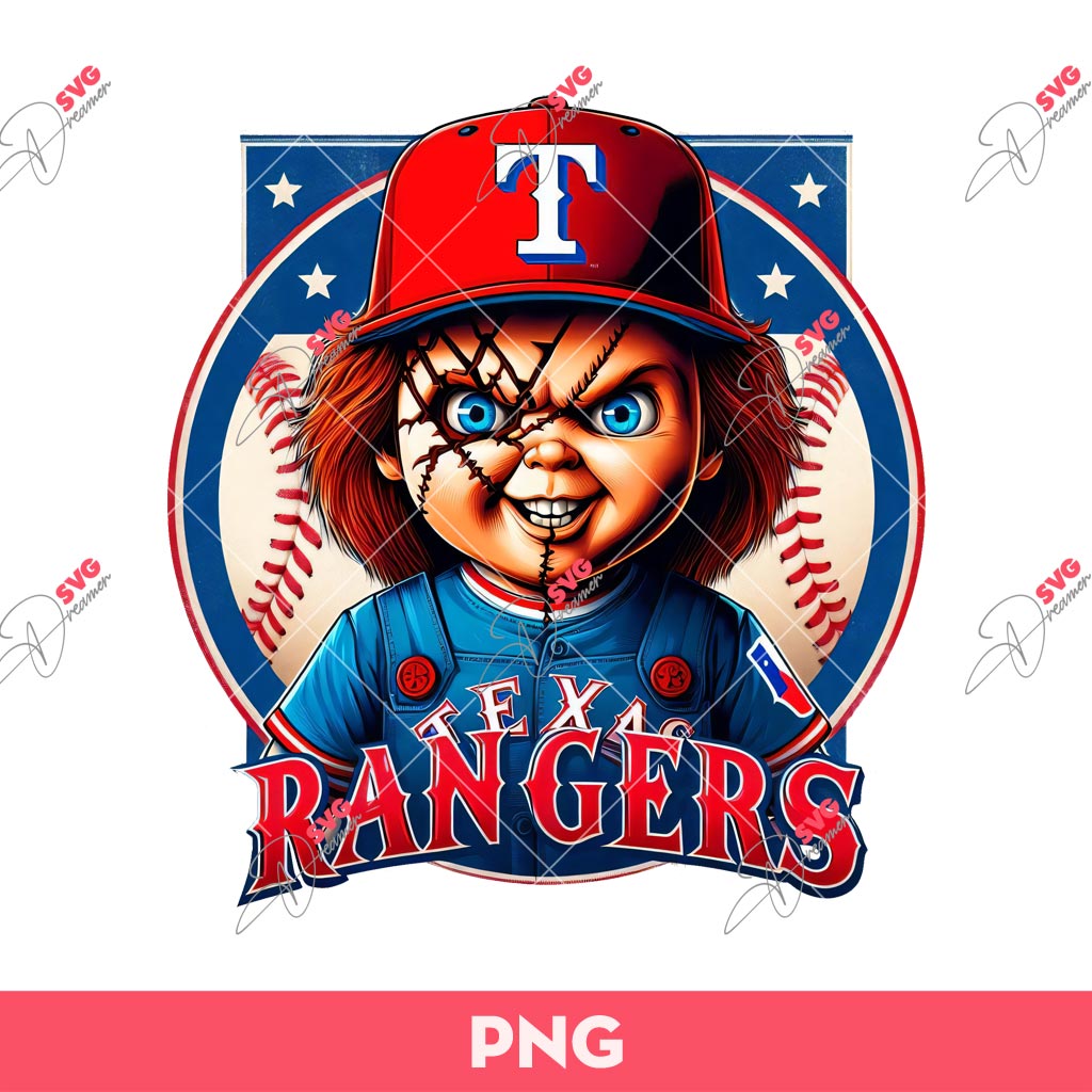 Chucky Texas Rangers Baseball PNG, Chucky Rangers Fan PNG, Chucky Baseball PNG