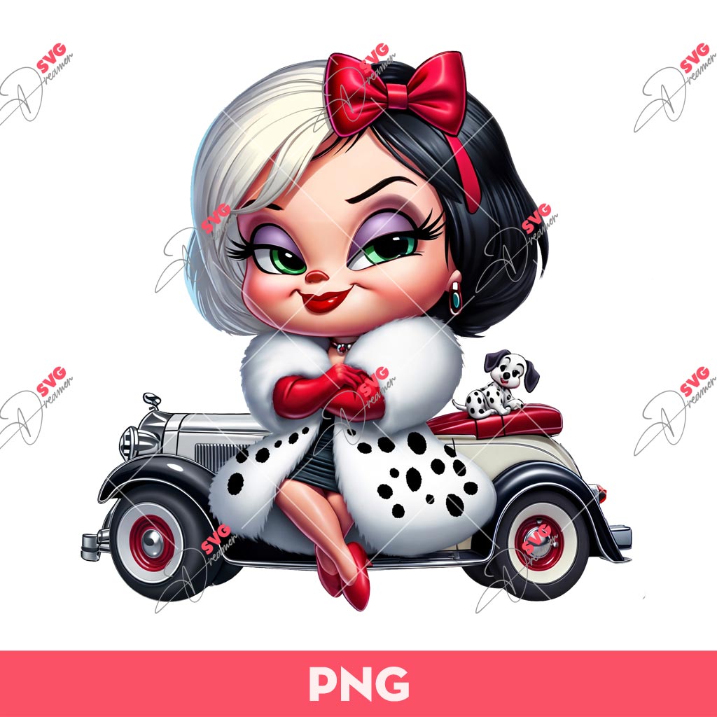 Cruella And Car PNG, Cruella Cartoon High Quality Digital PNG