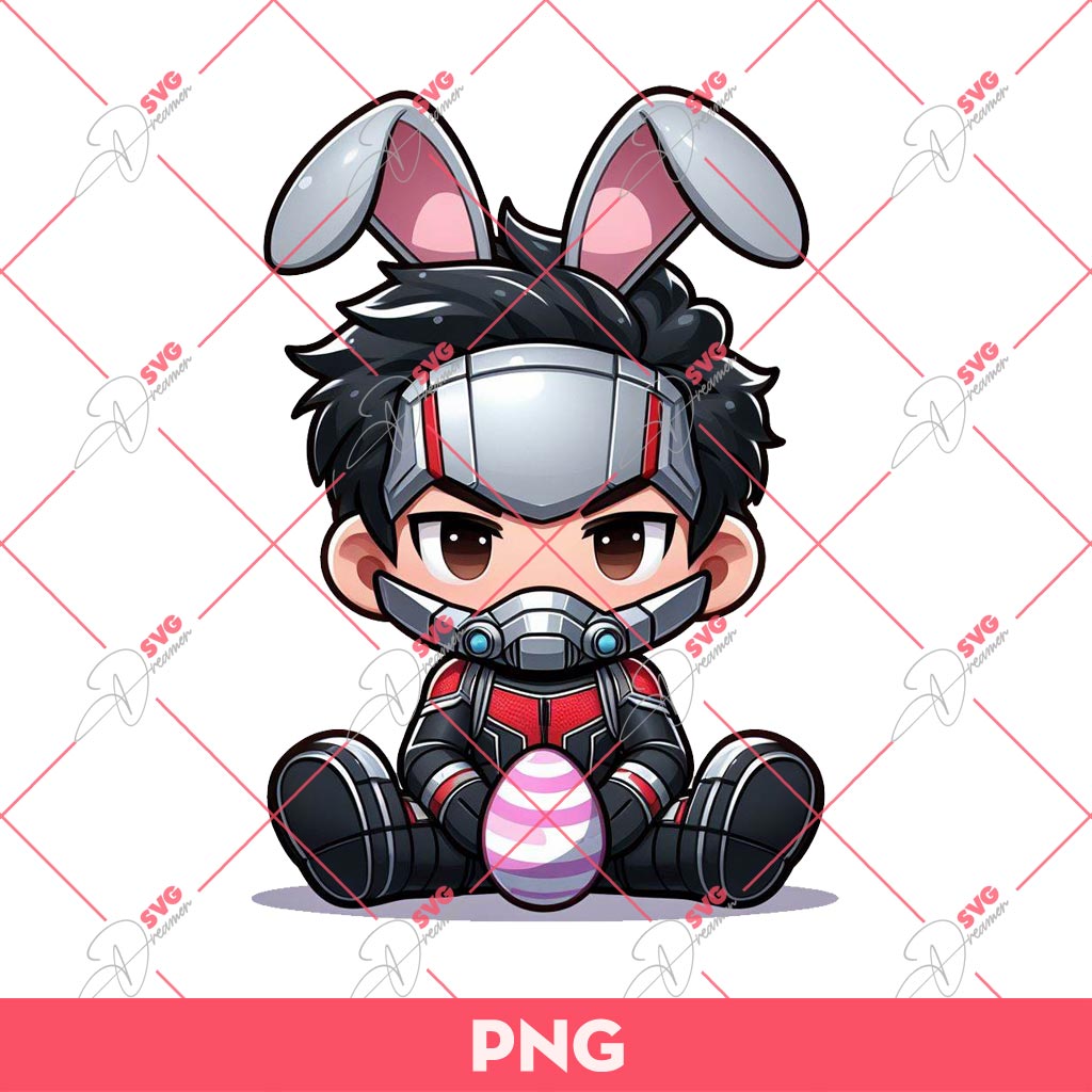 Cute Ant Man Marvel Chibi Easter PNG, Ant Man Bunny Easter PNG