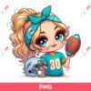 Cute Cartoon Girl Fan Miami Dolphins Football PNG, Miami Dolphins Girl PNG