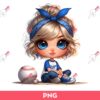 Cute Cartoon Girl LA Dodgers Baseball PNG, Little Girl Baseball Fan Dodgers PNG