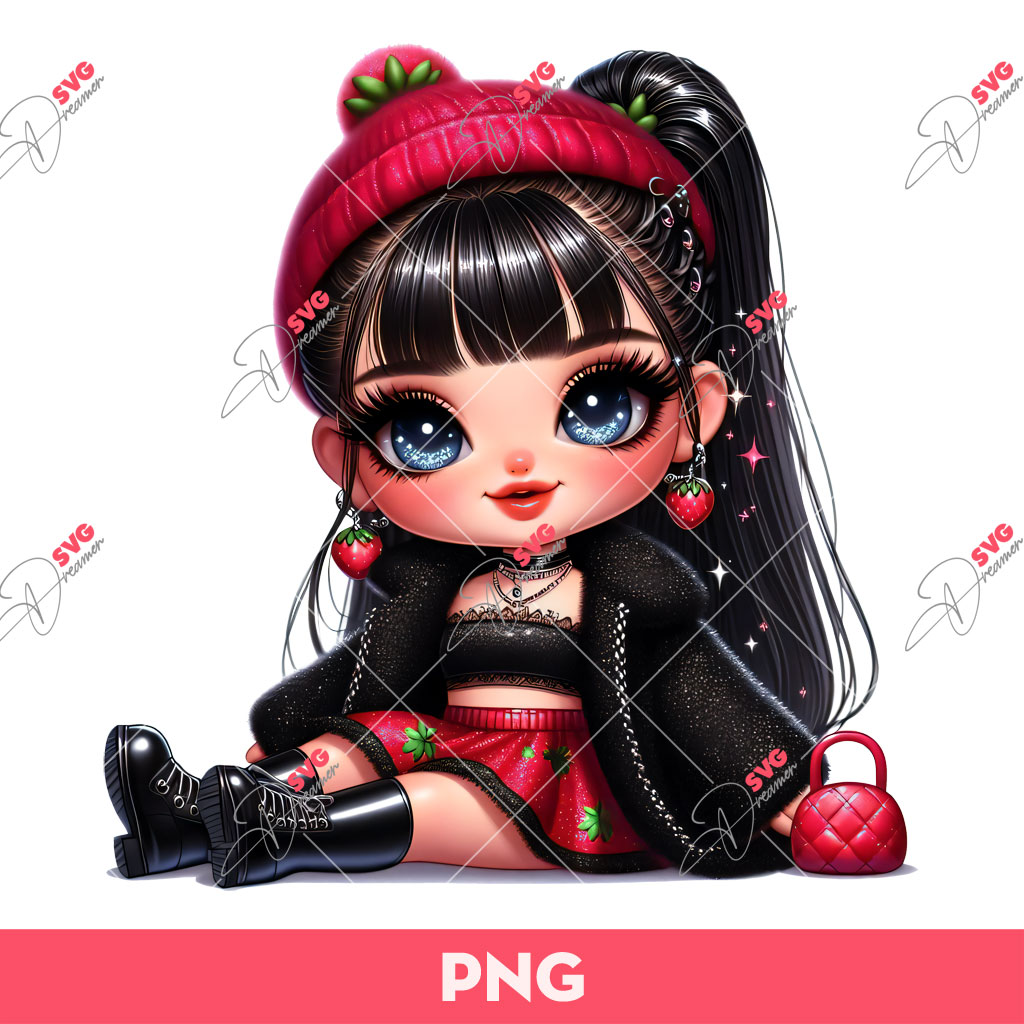 Cute Cartoon Girl PNG, Beautiful Little Girl PNG, Strawberry Baby Girl PNG