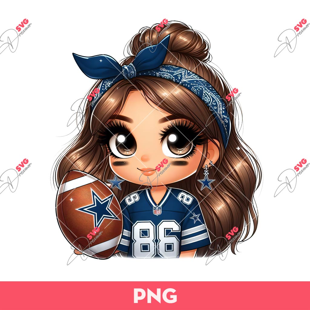 Cute Girl Dallas Cowboys Fan Football PNG, Cowboys Girl Fan PNG