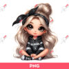 Cute Girl LV Raiders PNG, Cartoon Girl Football Fan Raiders PNG, Messy Bun Girl LV Raiders PNG