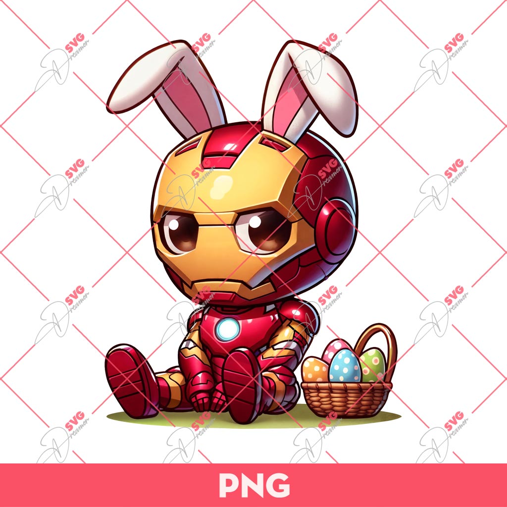 Cute Iron Man Bunny Easter PNG, Easter Ironman PNG, Iron Man Bunny PNG