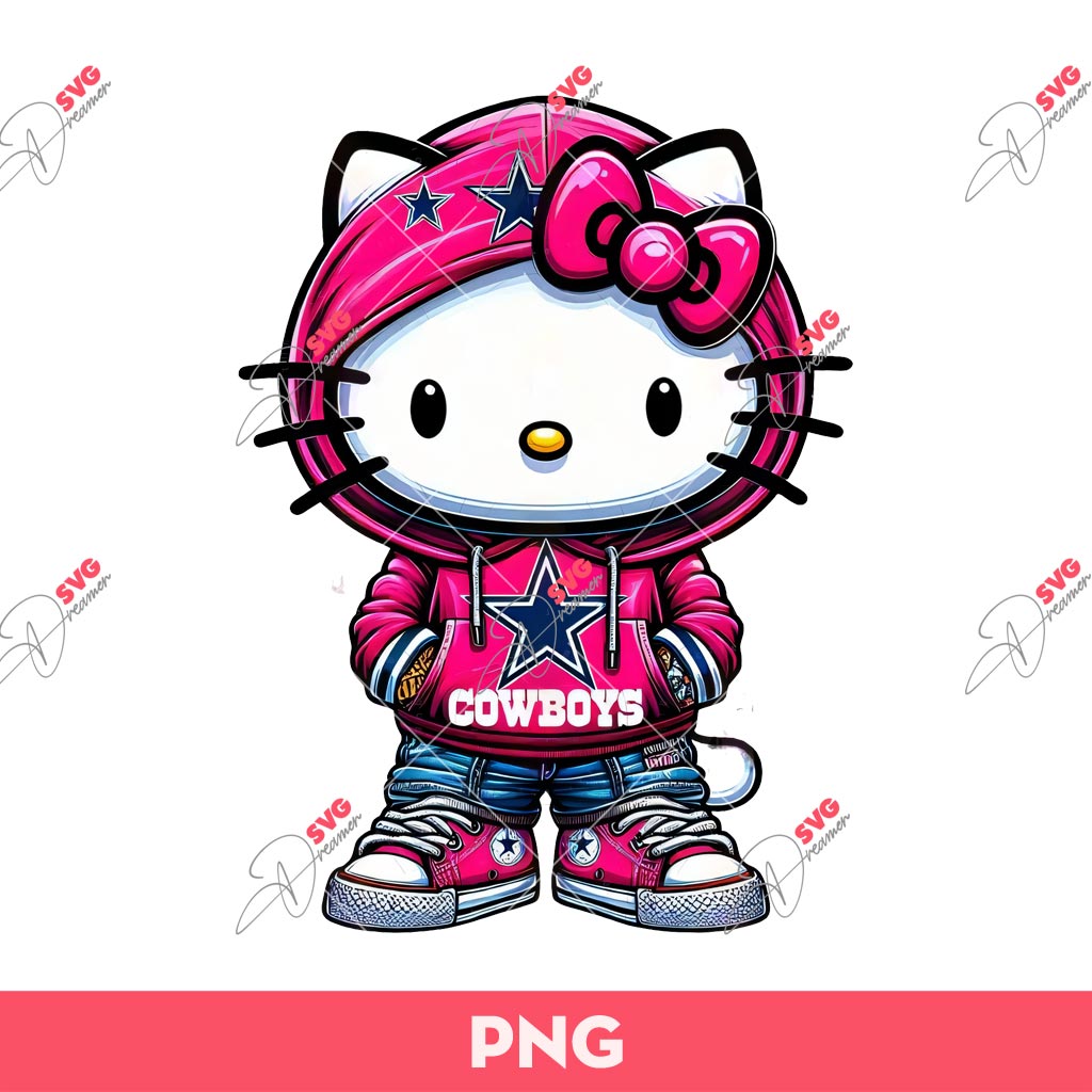 Cute Kitty Fan Dallas Cowboys Football PNG, Kitty Cowboys Fan PNG