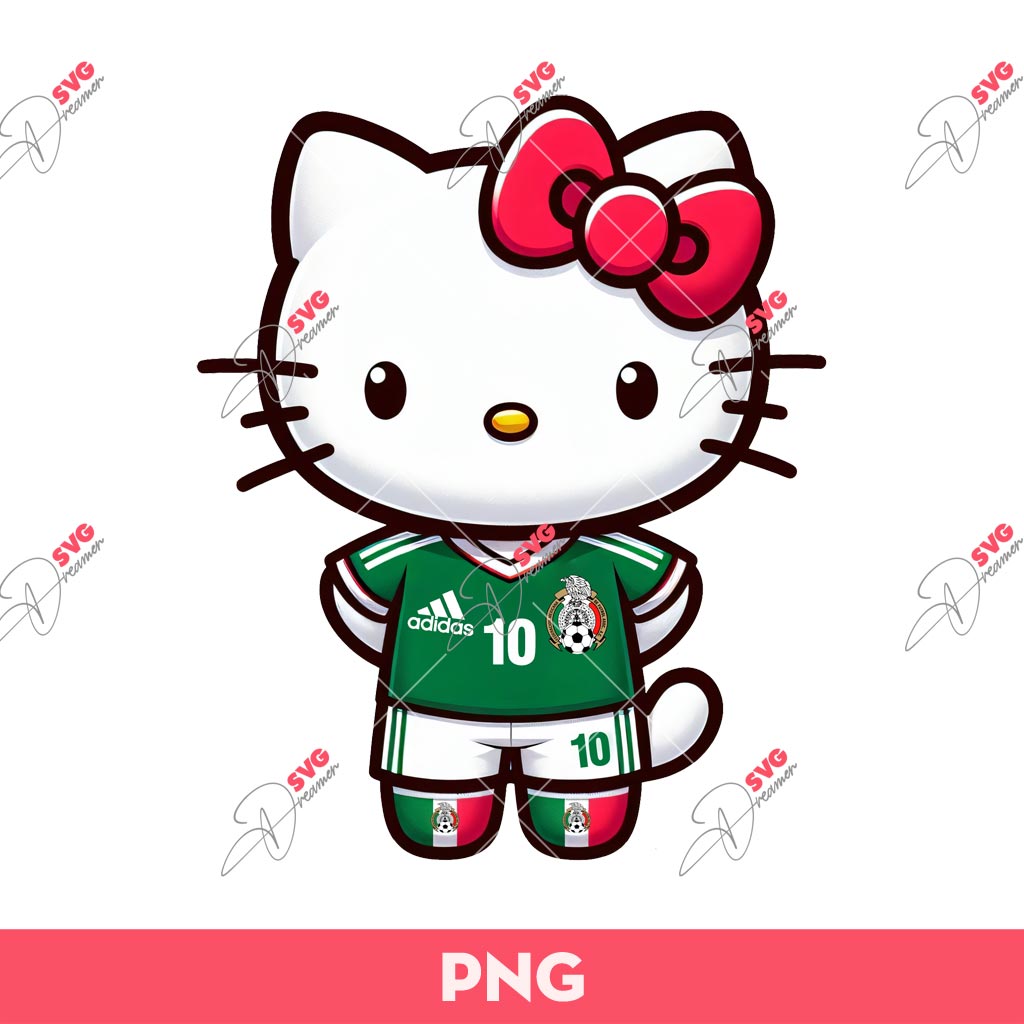 Cute Kitty Fan Mexico Soccer PNG, Hello Kitty Mexico PNG