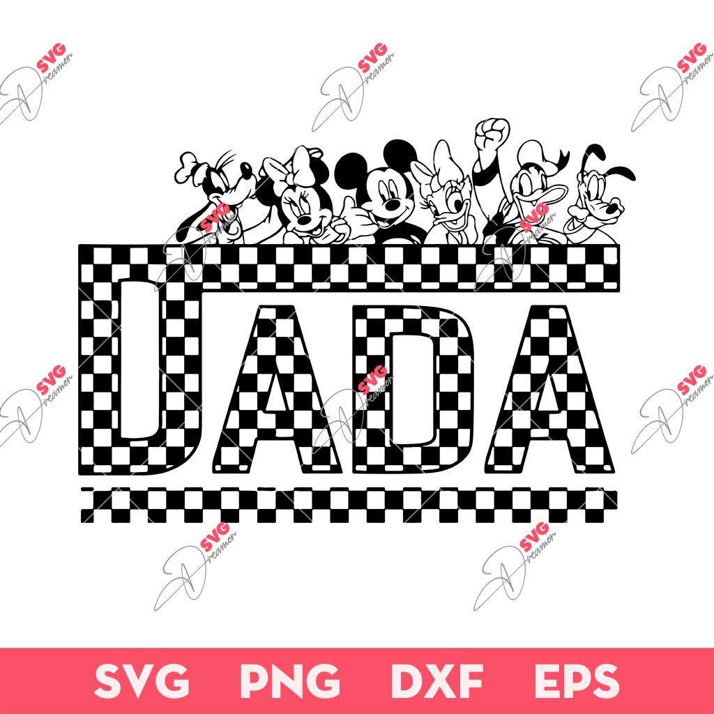 Disney Family Trip 2024 SVG, Dada Mouse And Friends SVG, Checkered Mickey Dada SVG PNG