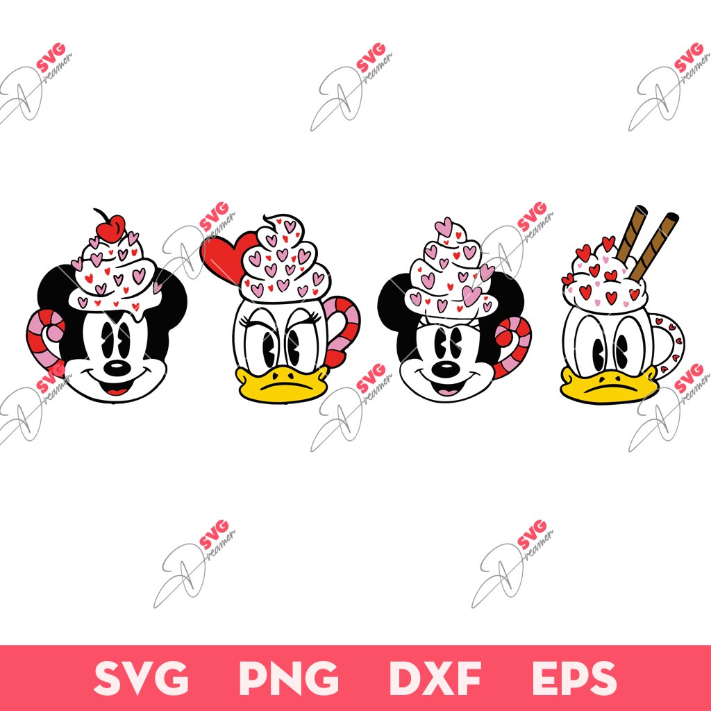 Disney Mickey And Friend Ice Cream SVG, Disney Mickey Minnie And Friend Valentines SVG