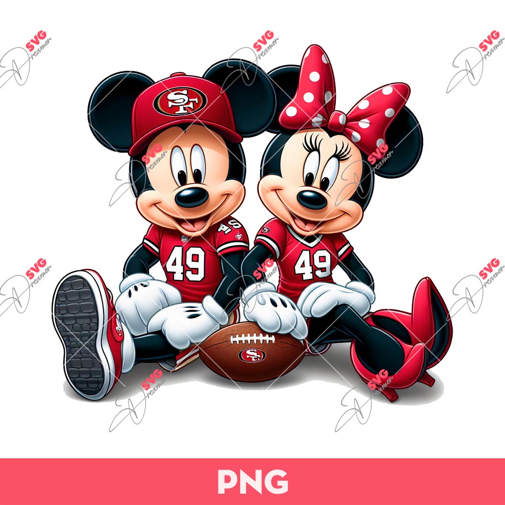 Disney Mickey Minnie Fan 49Ers PNG, Mickey Mouse And Minnie Mouse 49Ers Football PNG
