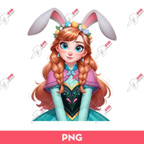Easter Anna Frozen PNG, Easter Disney Princess PNG, Anna Bunny Easter PNG