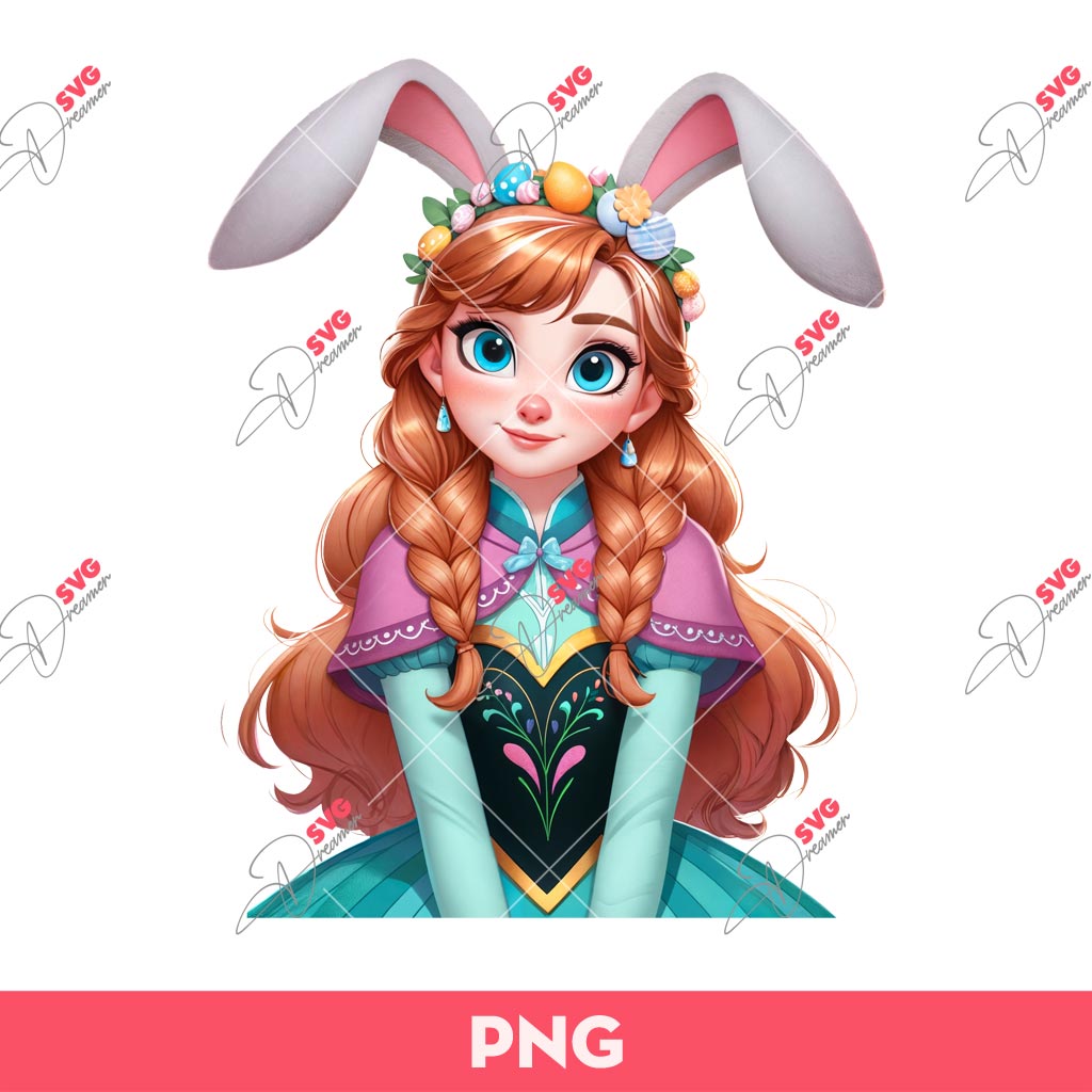 Easter Anna Frozen PNG, Easter Disney Princess PNG, Anna Bunny Easter PNG