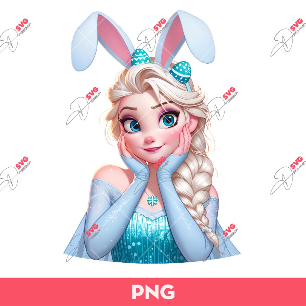 Easter Elsa Princess PNG, Elsa Bunny Easter PNG, Easter Elsa Frozen PNG