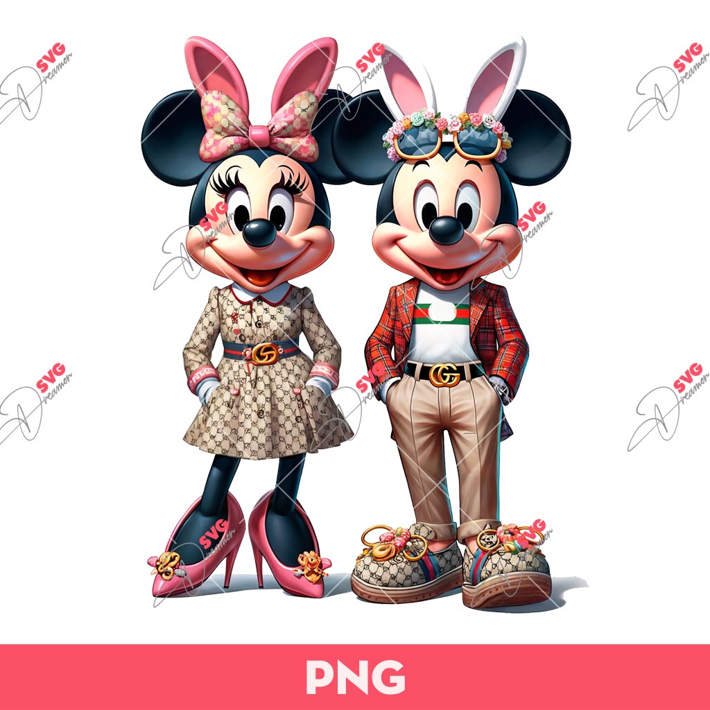 Easter Minnie Mickey Gucci PNG, Mickey Minnie Bunny Gucci PNG