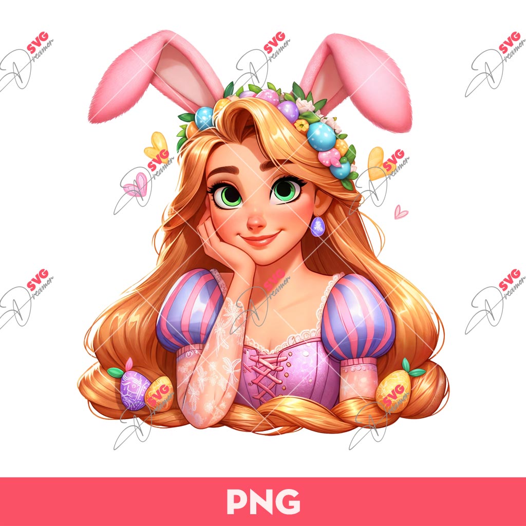 Easter Rapunzel Princess PNG, Disney Princess Easter PNG, Rapunzel Bunny PNG