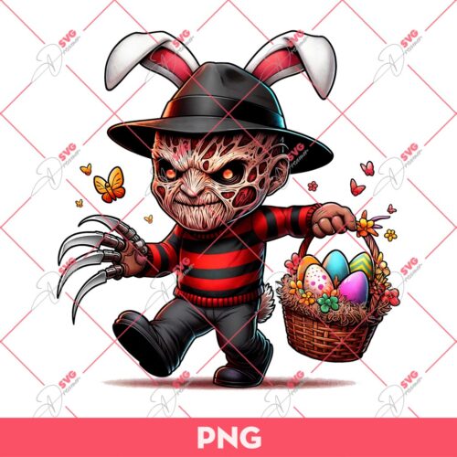Freddy Krueger Chibi Easter PNG, Horror Freddy Easter PNG, Freddy Krueger Bunny PNG